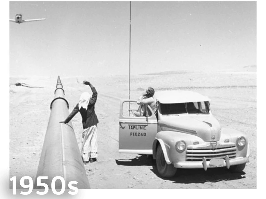 خط أنابيب النفط القديم "التابلاين" الذي تم تسجيله كأول موقع تراث صناعي - حساب الرسمي لهيئة التراث السعودية على "تويتر"