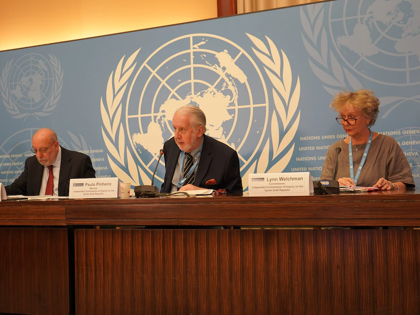 باولو سيرجيو بينيرو رئيس لجنة التحقيق بشأن سوريا خلال مؤتمر صحافي في جنيف. 14 سبتمبر 2022 - @UNCoISyria