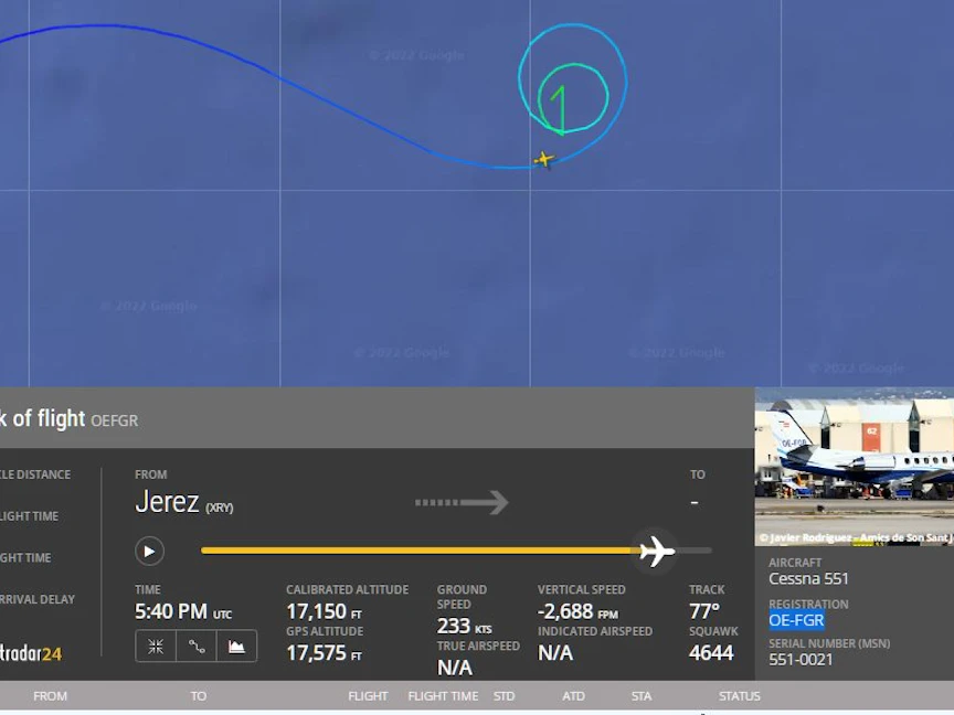 تحطم طائرة CESSNA 551 المسجلة بالنمسا قبالة ساحل لاتفيا من موقع فلايت رادار 24. - flightradar24.com