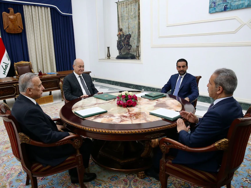 اجتماع رؤساء الجمهورية والحكومة والبرلمان ومجلس القضاء الأعلى العراقيين - بغداد - 24 أغسطس 2022 - وكالة الأنباء العراقية "واع"