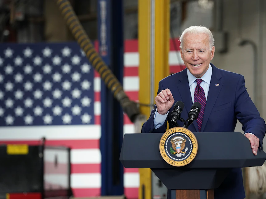 الرئيس الأميركي جو بايدن خلال مؤتمر صحافي في ولاية ويسكنسن- 29 يونيو 2021 - REUTERS