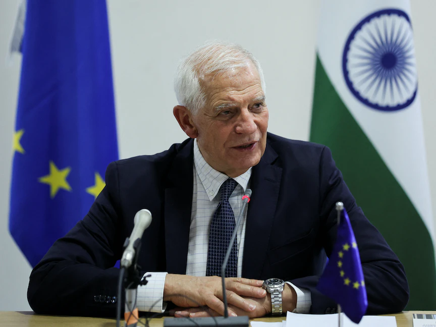 مسؤول السياسية الخارجية في الاتحاد الأوروبي جوزيب بوريل قبل اجتماع وزراء خارجية مجموعة الـ20 في نيودلهي. 1 مارس 2023 - REUTERS