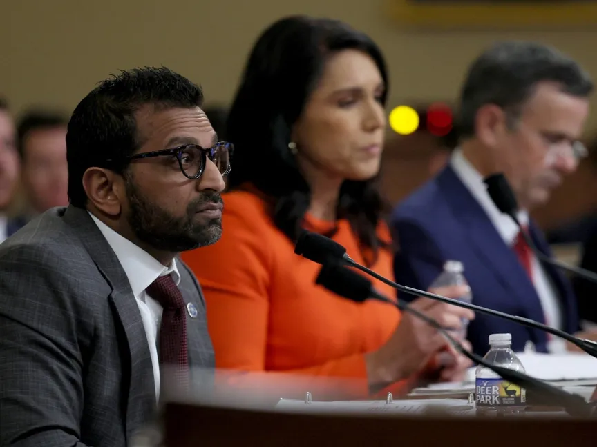 مدير مكتب التحقيقات الفيدرالي كاش باتيل خلال جلسة استماع للجنة الاستخبارات في مجلس النواب الأميركي. 26 مارس 2025 - REUTERS