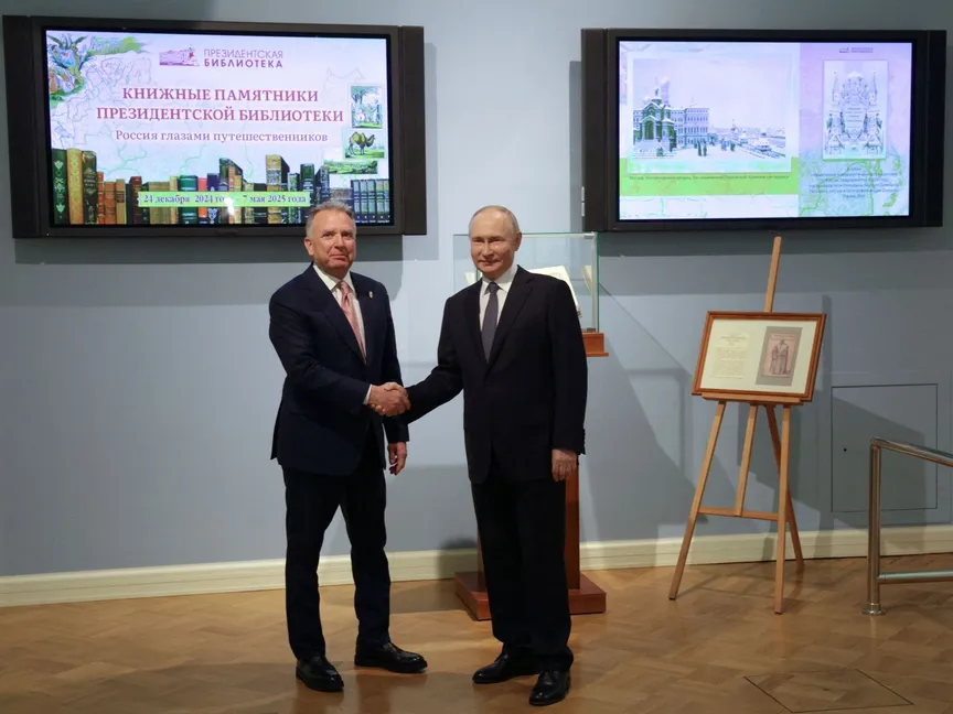 الرئيس الروسي فلاديمير بوتين يستقبل مبعوث الرئيس الأميركي للشرق الأوسط ستيف ويتكوف في سانت بطرسبرغ. 11 أبريل 2025 - REUTERS