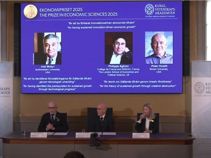 نوبل للاقتصاد إلى أميركيين وبريطاني بسبب "كشف أسباب النمو المستدام"