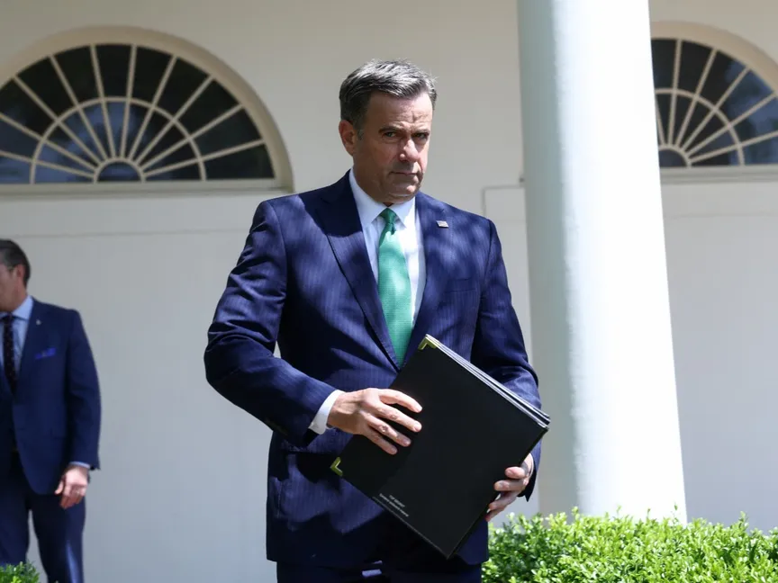 مدير وكالة الاستخبارات المركزية الأميركية CIA جون راتكليف خلال فعالية في البيت الأبيض. 1 مايو 2025 - REUTERS