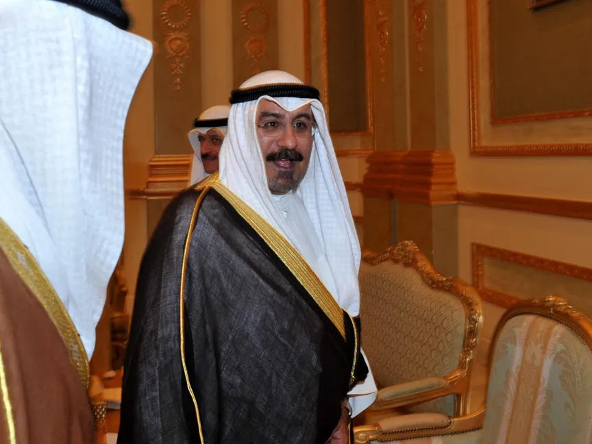 الشيخ محمد صباح سالم الصباح لدى وصوله إلى الرياض لحضور اجتماع استثنائي لوزراء خارجية دول مجلس التعاون الخليجي. 10 أبريل 2011 - AFP