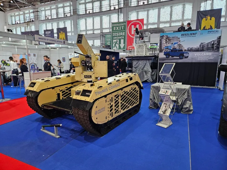 جانب من منتجات شركة Milrem Robotics في معرض BSDA برومانيا. 22 مايو 2024 - x@MilremR