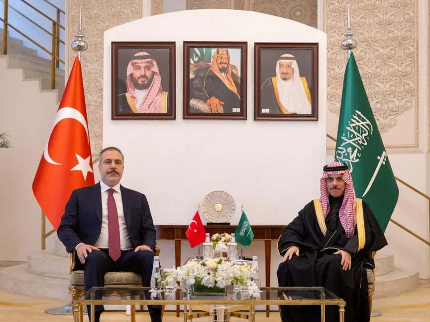 وزير الخارجية السعودي الأمير فيصل بن فرحان يستقبل وزير الخارجية التركي هاكان فيدان في الرياض. 27 يناير 2025 - REUTERS