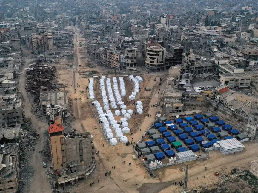 خيام تؤوي نازحين فلسطينيين في مدينة غزة. 22 يناير 2025 - Reuters