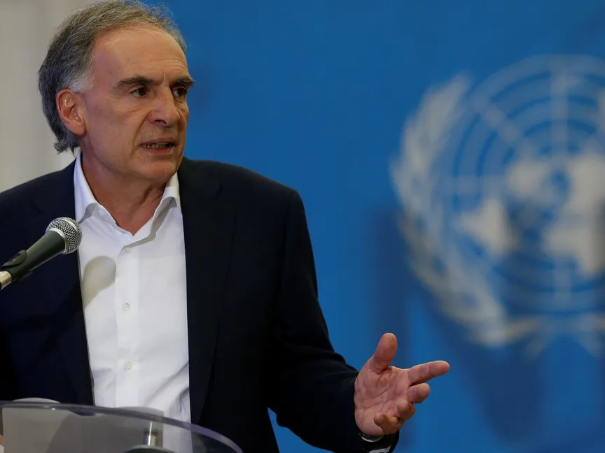 جان أرنو الممثل الخاص للأمين العام للأمم المتحدة في كولومبيا سابقاً خلال فعالية في فونزا ، كولومبيا. 22 سبتمبر 2017 - REUTERS