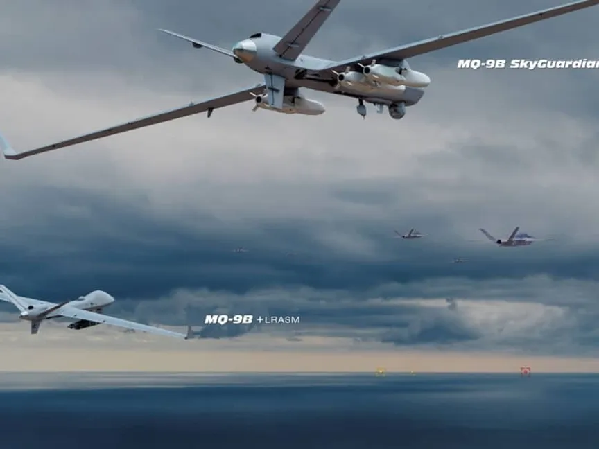 رسم توضيحي للطائرة MQ-9B المزودة بصواريخ LRASM وJSM وJASSM - navalnews