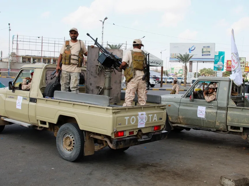 قوات تابعة لألوية العمالقة ضمن دورية أمنية في عدن باليمن. 7 يناير 2026 - Reuters