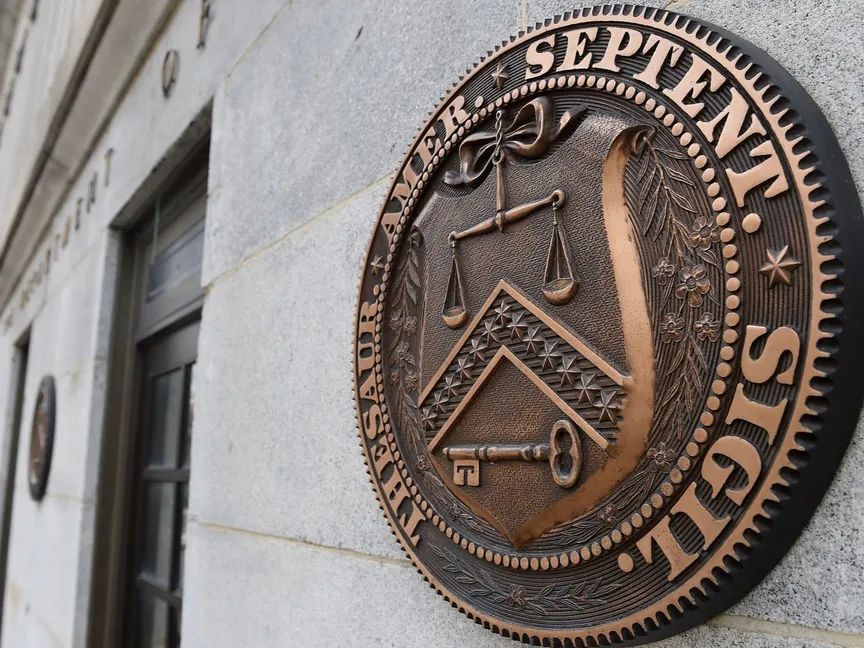 واجهة مبنى وزارة الخزانة الأميركية في العاصمة واشنطن، 27 مارس 2020 - AFP