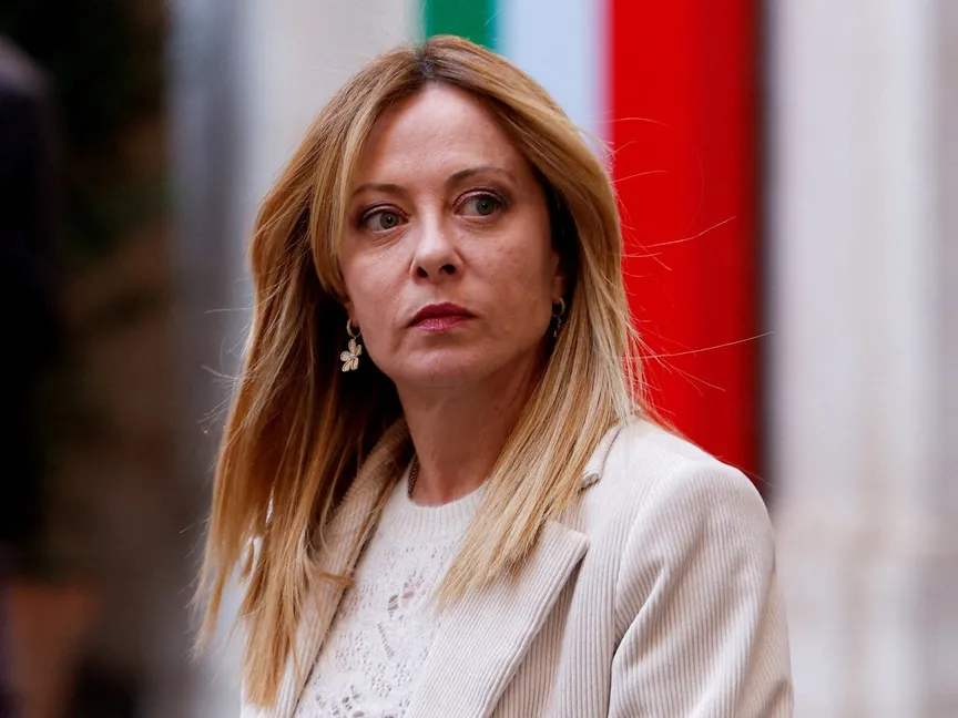 رئيسة الوزراء الإيطالية جورجيا ميلوني في قصر كيجي بالعاصمة الإيطالية روما. 26 فبراير 2026 - Reuters