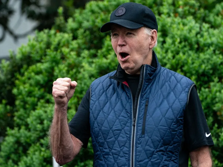 الرئيس الأميركي جو بايدن خلال حدث في الحديقة الجنوبية للبيت الأبيض. 27 أبريل 2024 - AFP