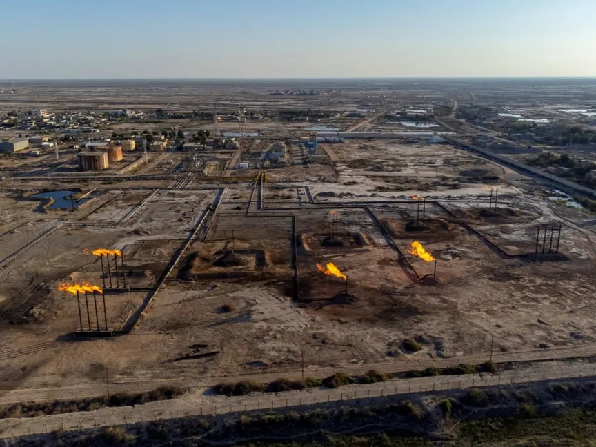 حقل ومنشأة نهر بن عمر النفطية بالقرب من مدينة البصرة الساحلية جنوب العراق - Getty Images