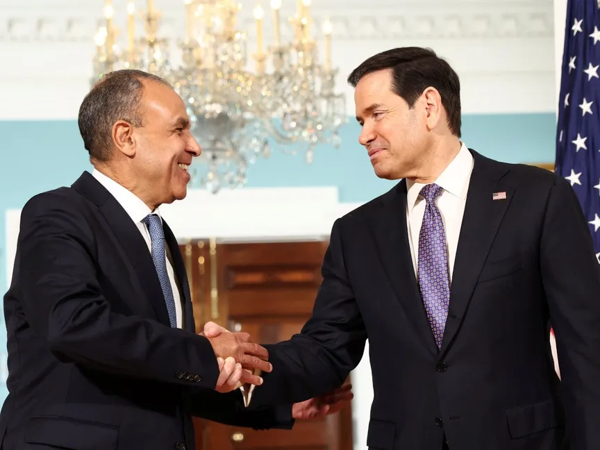 وزير الخارجية الأميركي ماركو روبيو يستقبل نظيره المصري بدر عبد العاطي في واشنطن. 14 أبريل 2026 - REUTERS