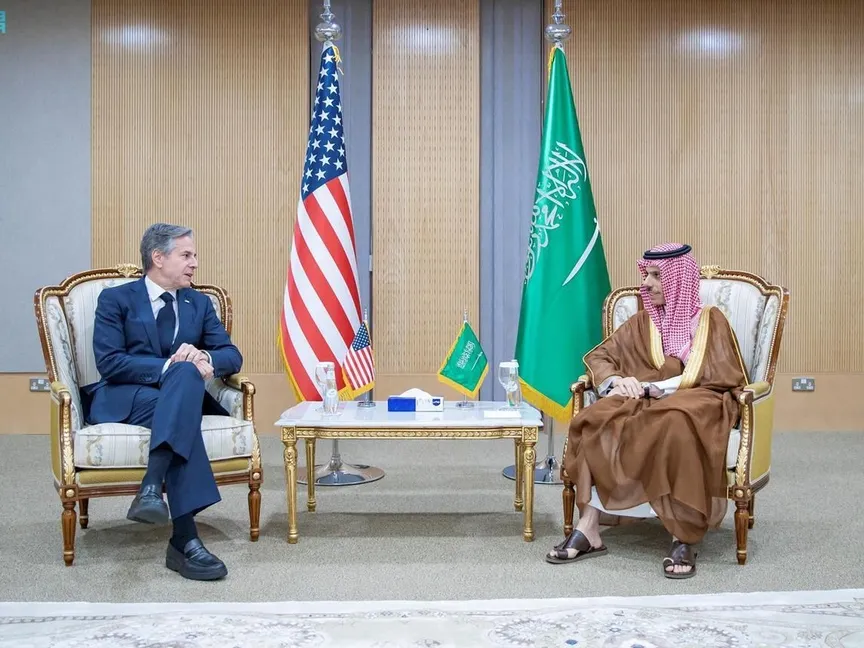 وزير الخارجية السعودي الأمير فيصل بن فرحان يلتقي نظيره الأميركي أنتوني بلينكن في الرياض. 7 يونيو 2023 - وكالة الأنباء السعودية