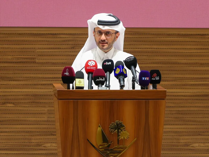 المتحدث باسم وزارة الخارجية القطرية ماجد الأنصاري خلال مؤتمر صحافي بالدوحة. 11 أغسطس 2026 - x/MofaQatar