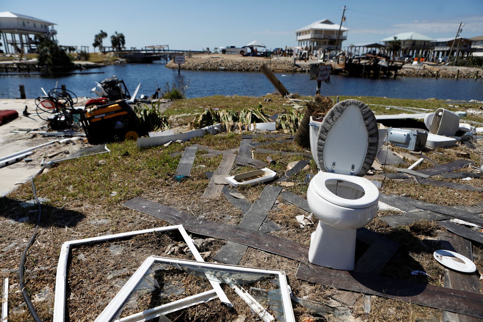 Debris lies where homes were destroyed after Hurricane Helene passed through the Florida panhandle, severely impacting the community in Keaton Beach, Florida, U.S., September 29, 2024. REUTERS/Octavio Jones