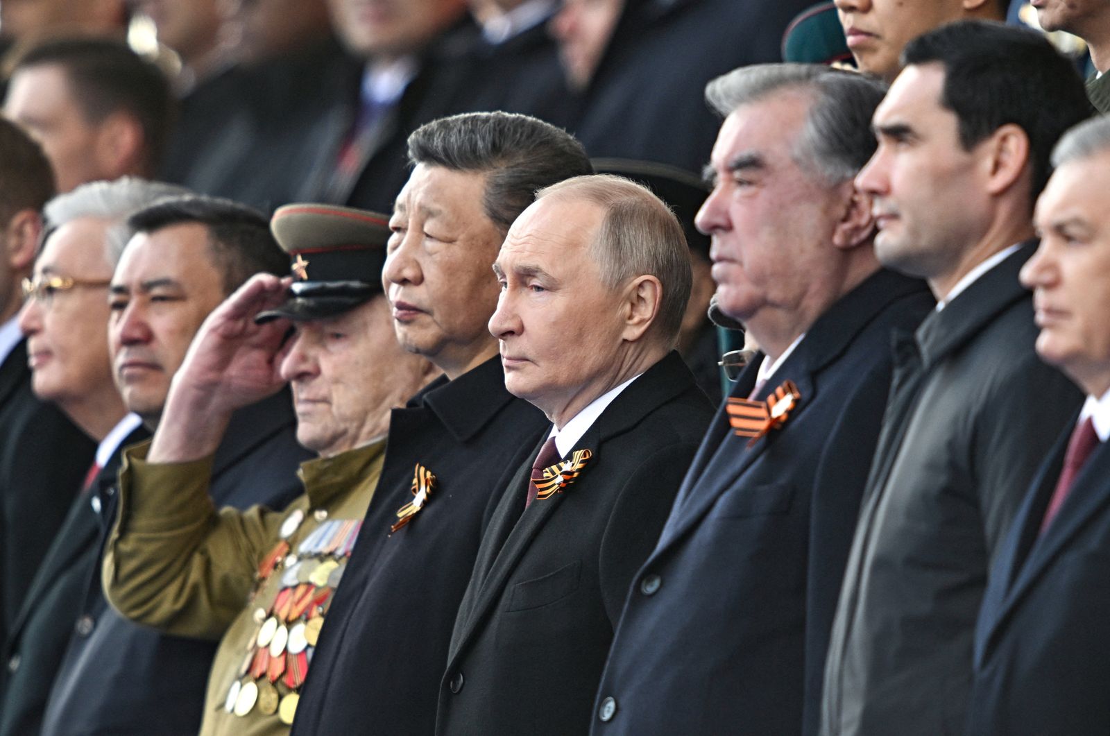 Russian President Vladimir Putin and his Chinese counterpart Xi Jinping attend a military parade on Victory Day, marking the 80th anniversary of the victory over Nazi Germany in World War Two, in Red Square in central Moscow, Russia, May 9, 2025. Sergei Bobylyov/Host agency RIA Novosti/Handout via REUTERS ATTENTION EDITORS - THIS IMAGE WAS PROVIDED BY A THIRD PARTY.