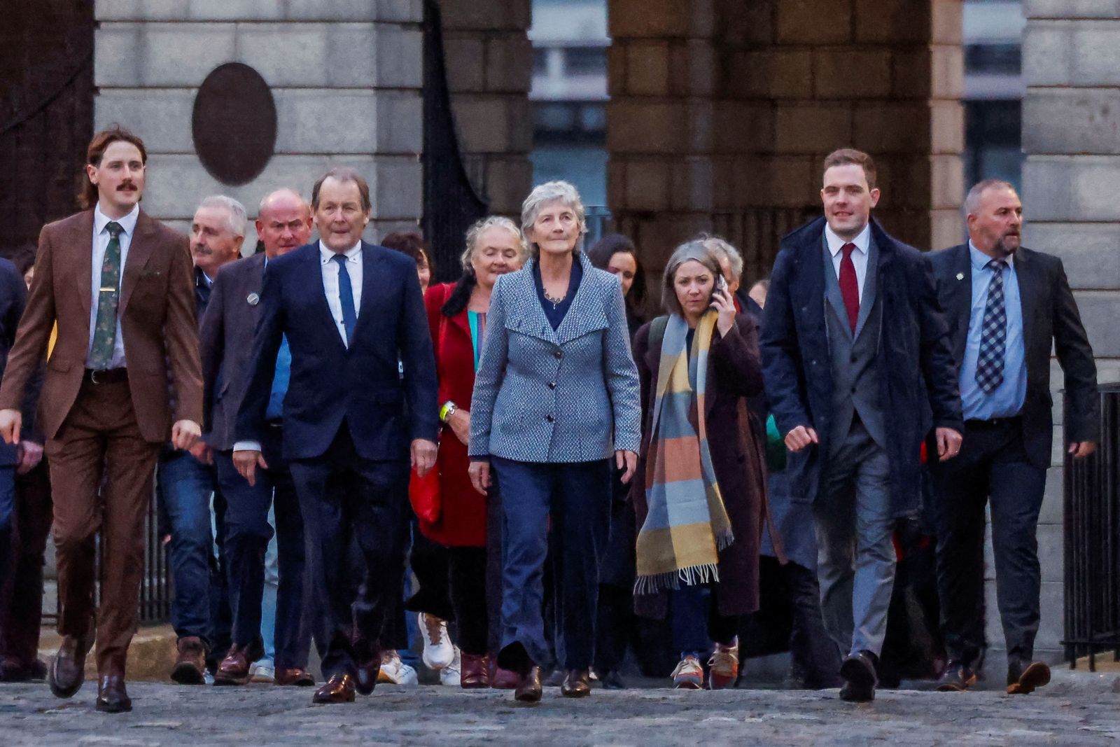 President-elect Catherine Connolly arrives at Dublin Castle, on the day of the announcement of the results of the Irish presidential election in Dublin, Ireland, October 25, 2025. REUTERS/Clodagh Kilcoyne