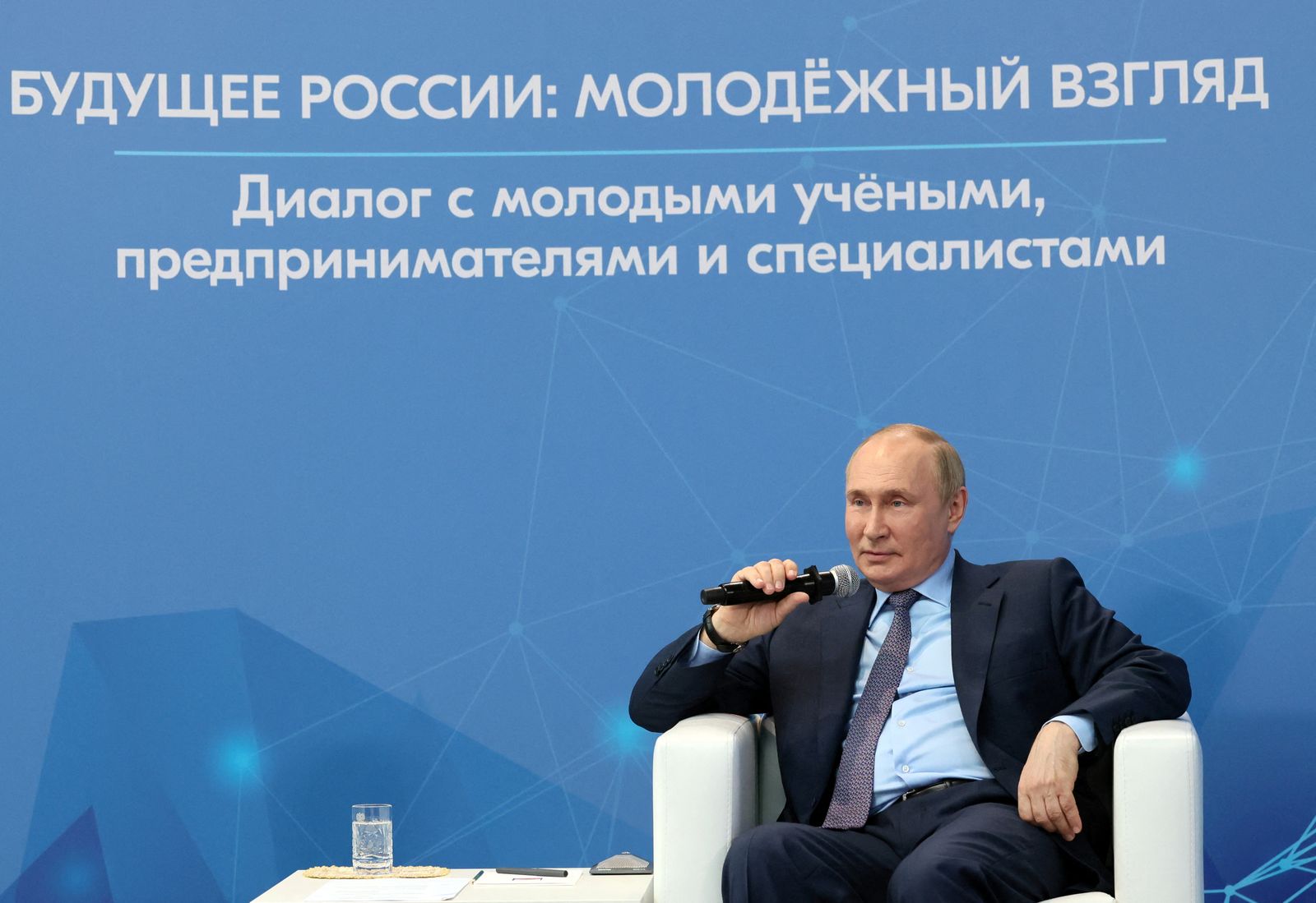 Russia's President Vladimir Putin meets with young entrepreneurs in Moscow - via REUTERS
