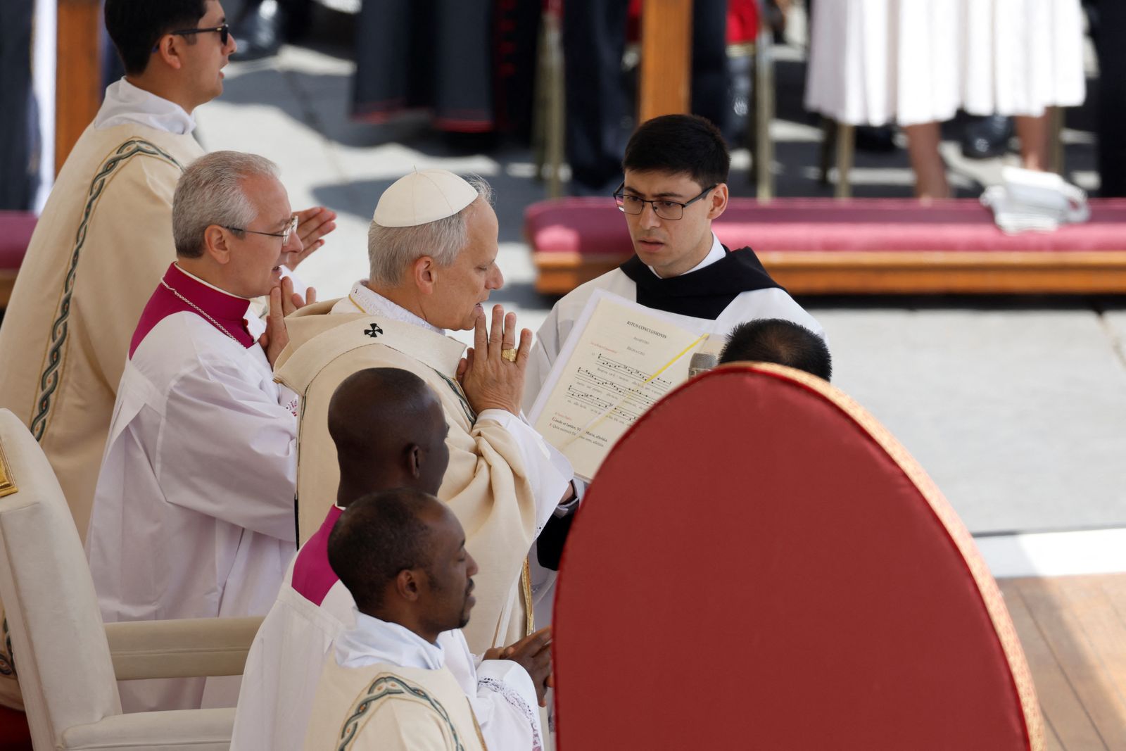 Pope Leo XIV delivers the Regina Caeli prayer in Saint Peter's Square to conclude his inaugural Mass, at the Vatican, May 18, 2025. REUTERS/Remo Casilli