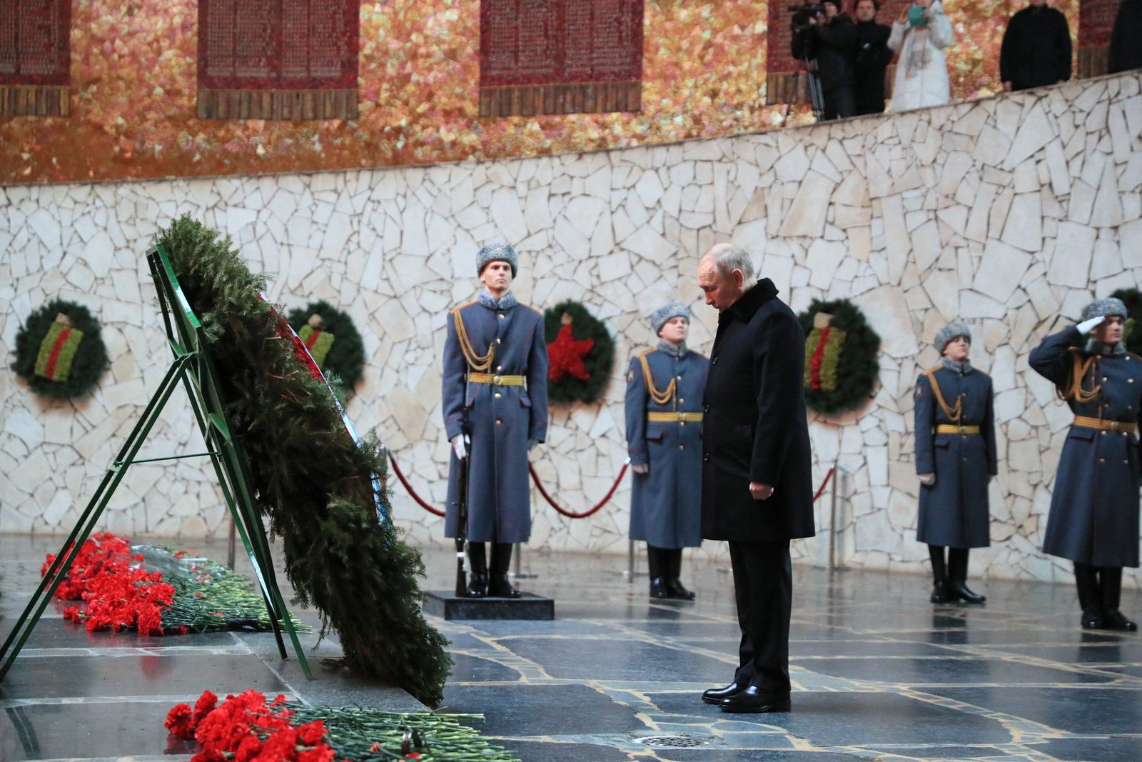 Russian President Vladimir Putin attends a wreath-laying ceremony during an event marking the 80th anniversary of the Battle of Stalingrad, in Volgograd - via REUTERS