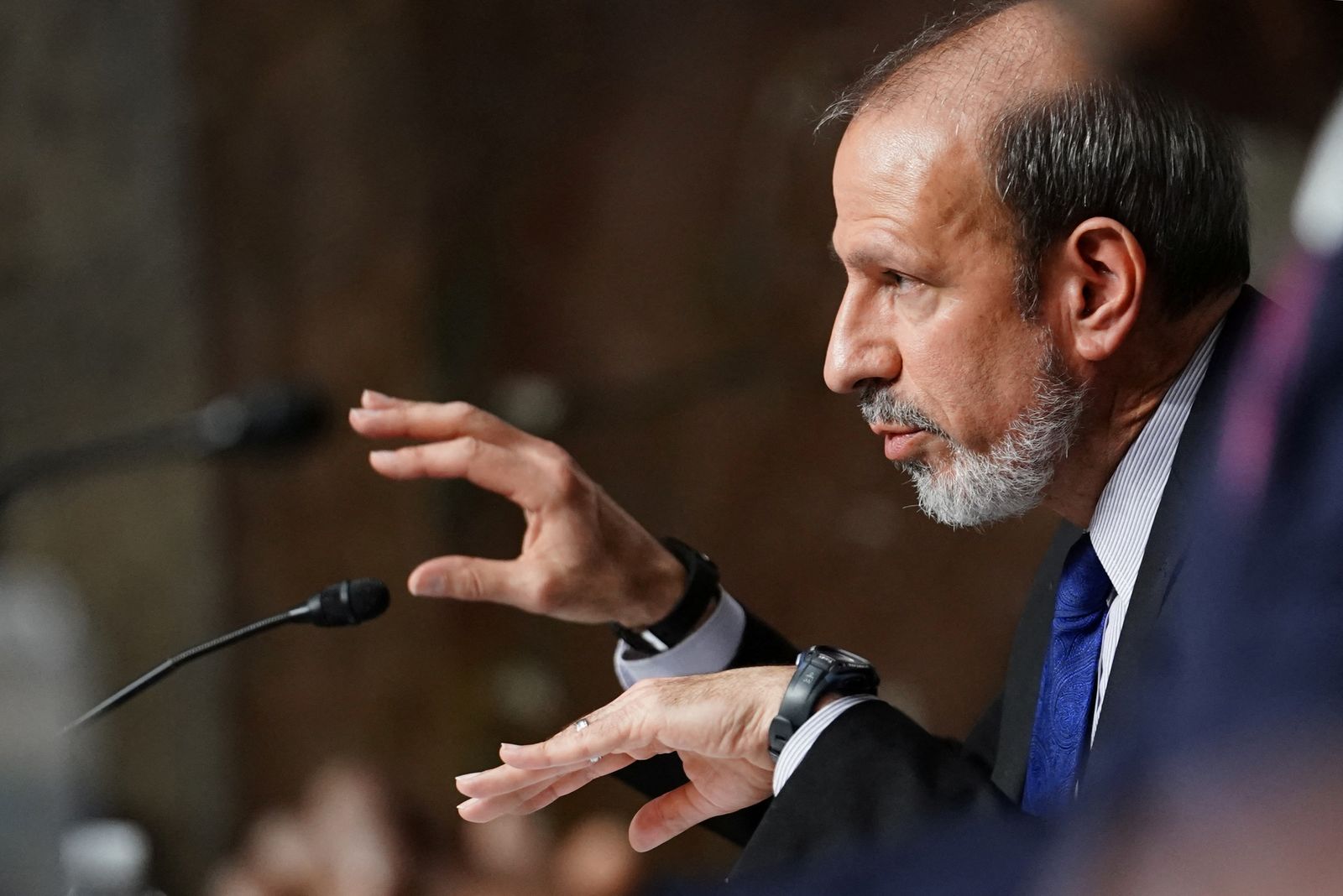 مايكل ماكورد، نائب وزير الدفاع الأميركي خلال جلسة استماع بشأن موزانة عام 2023 في الكونجرس. 7 أبريل 2022. - REUTERS