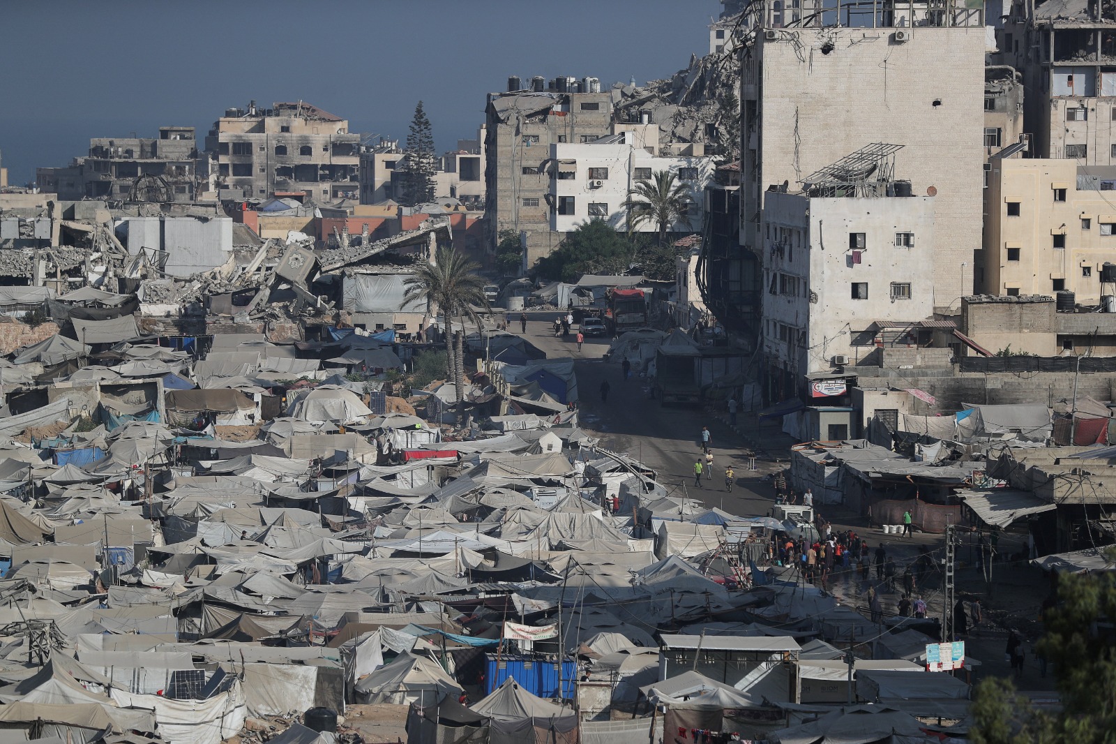 خيام نازحين فلسطينيين في مدينة غزة. 2 سبتمبر 2025