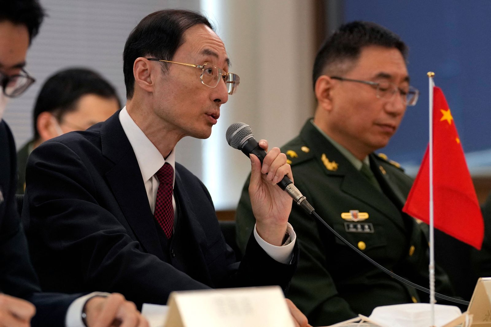 Chinese Vice Minister of Foreign Affairs Sun Weidong speaks with his Japanese counterparts during the Japan-China security dialogue at the foreign ministry in Tokyo on February 22, 2023. (Photo by Shuji Kajiyama / POOL / AFP) - AFP