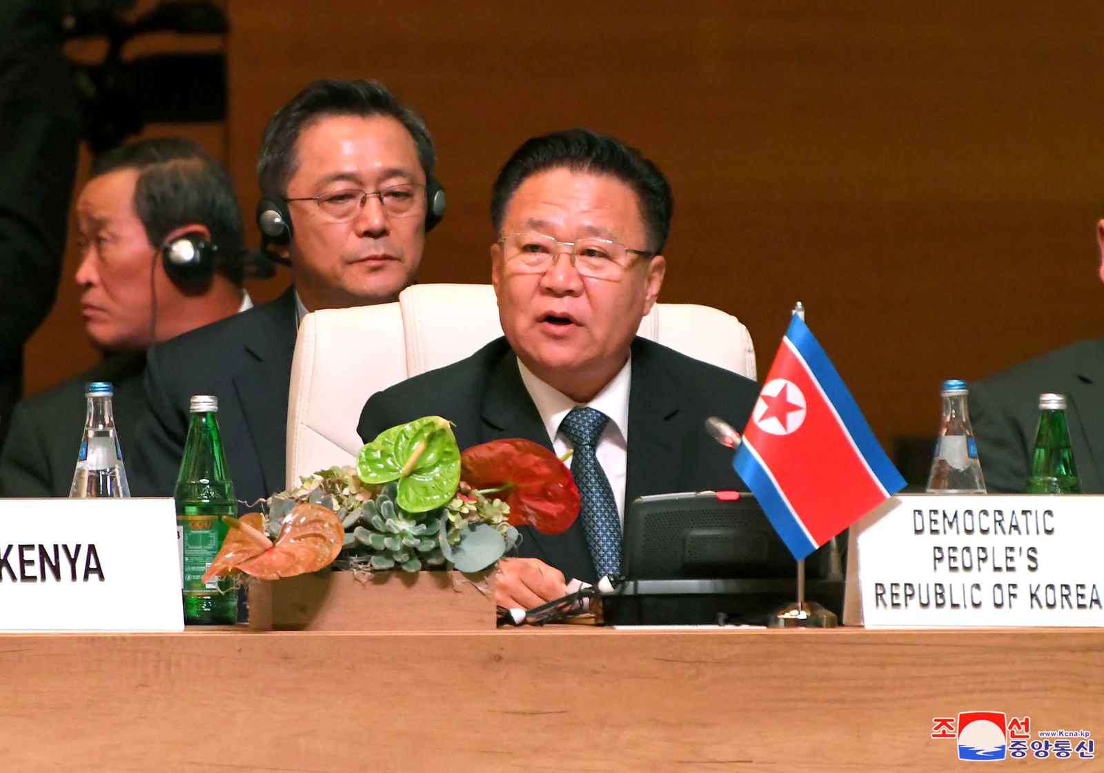 تشوي ريونغ هاي، رئيس اللجنة الدائمة لمجلس الشعب الأعلى في كوريا الشمالية، يتحدث خلال قمة حركة عدم الانحياز في باكو - 29 أكتوبر 2019 - REUTERS