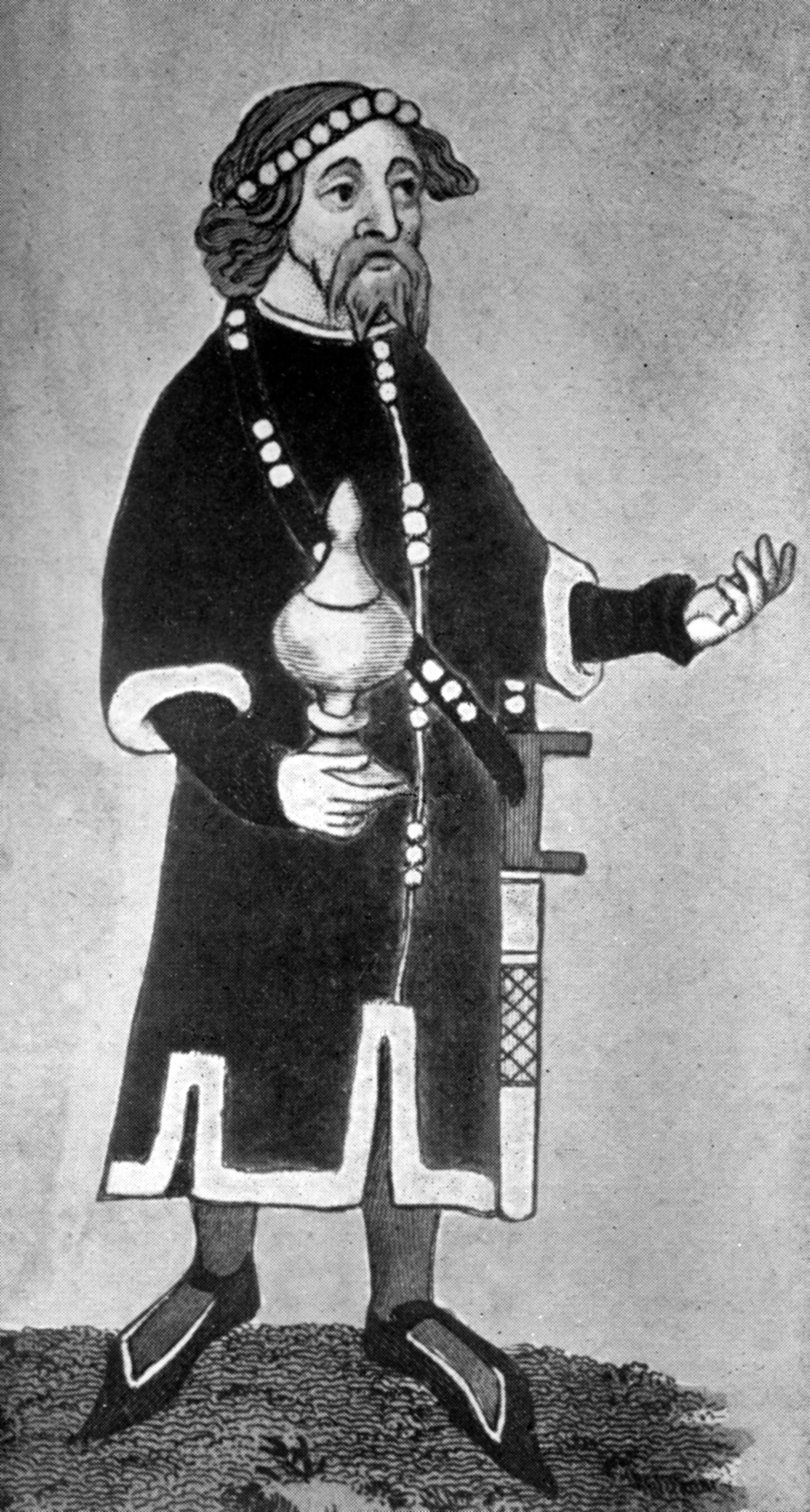 رسم توضيحي من الأزياء البريطانية أواخر القرن الرابع عشر - Hulton Archive