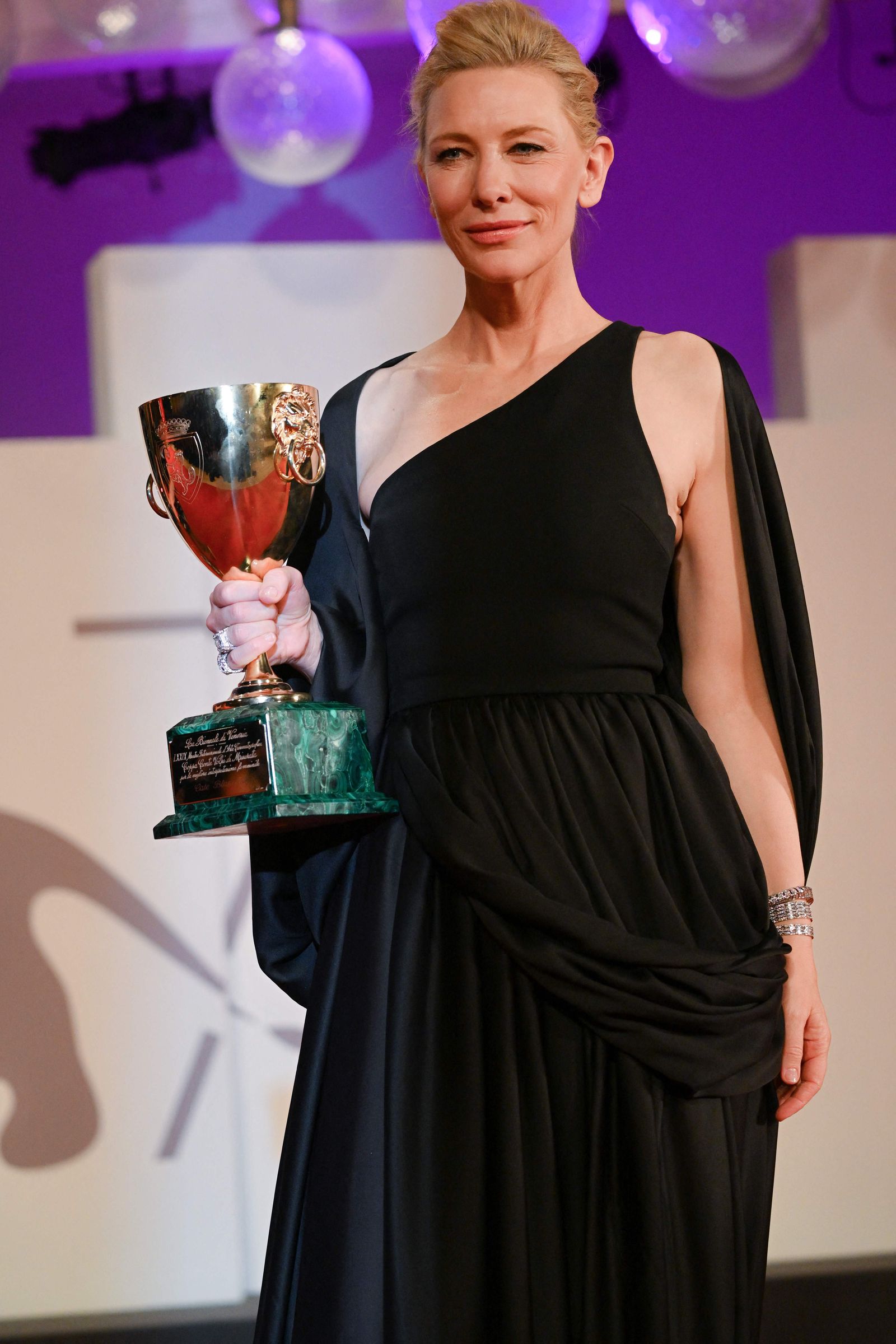 Australian US actress Cate Blanchett, holding the Coppa Volpi for Best Actress she received for 