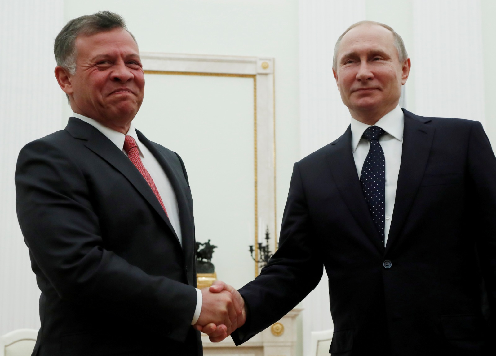 الرئيس الروسي فلاديمير بوتين يستقبل ملك الأردن عبد الله الثاني في الكرملين في موسكو، روسيا، 15 فبراير 2018.