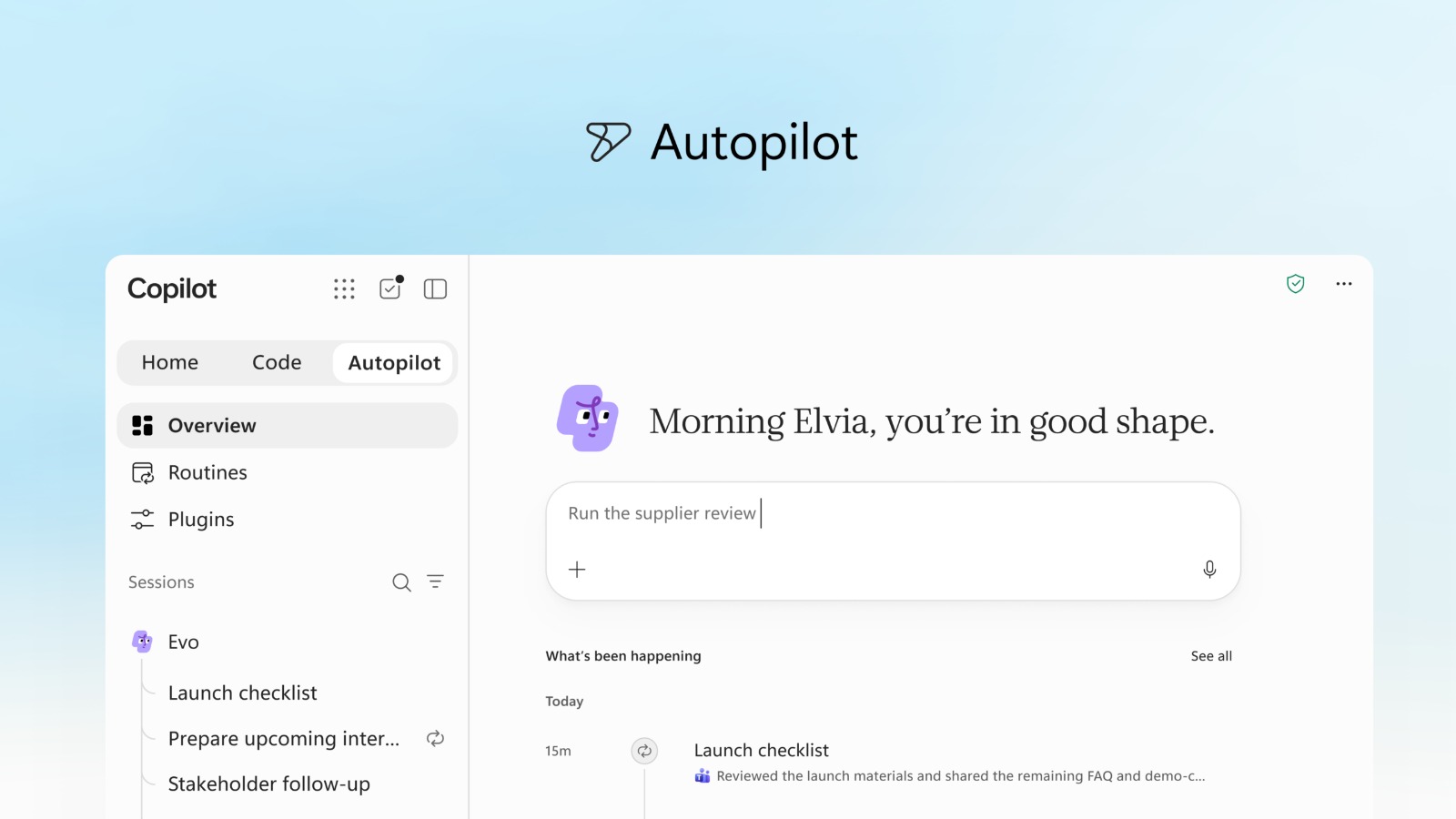 تبويب Autopilot الجديد داخل تطبيق كوبايلوت على ويندوز 11