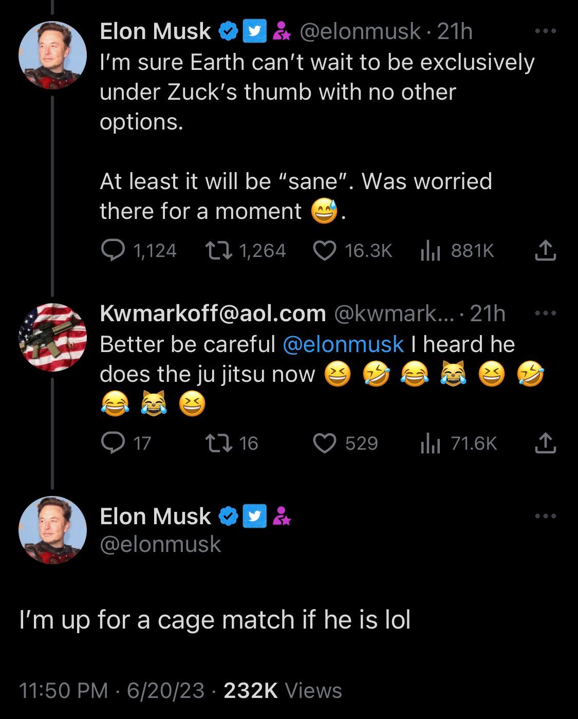 تغريدة إيلون ماسك بشأن استعداده للدخول في مباراة مصارعة داخل قفص مع مارك زوكربيرج - Twitter/ElonMusk