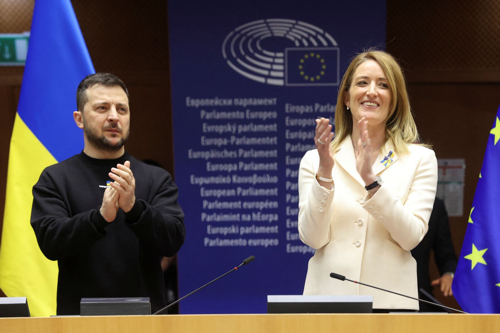 Zelenskiy addresses European Parliament in Brussels - REUTERS