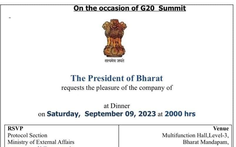 دعوة العشاء المرسلة إلى ضيوف قمة العشرين في الهند - twitter/pushkardhami/