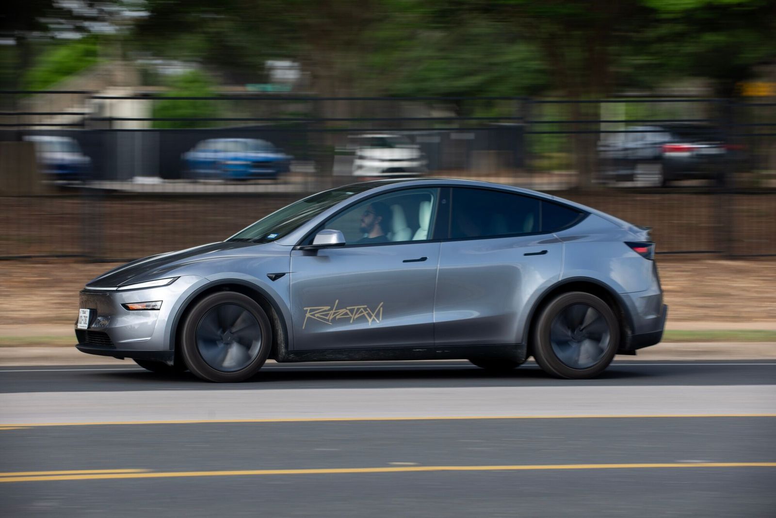A vehicle Tesla is using for robotaxi testing purposes on Oltorf Street in Austin, Texas, US, on Sunday, June 22, 2025. The launch of Tesla Inc.'s driverless taxi service Sunday is set to begin modestly, with a handful of vehicles in limited areas of the city. Photographer: Tim Goessman/Bloomberg