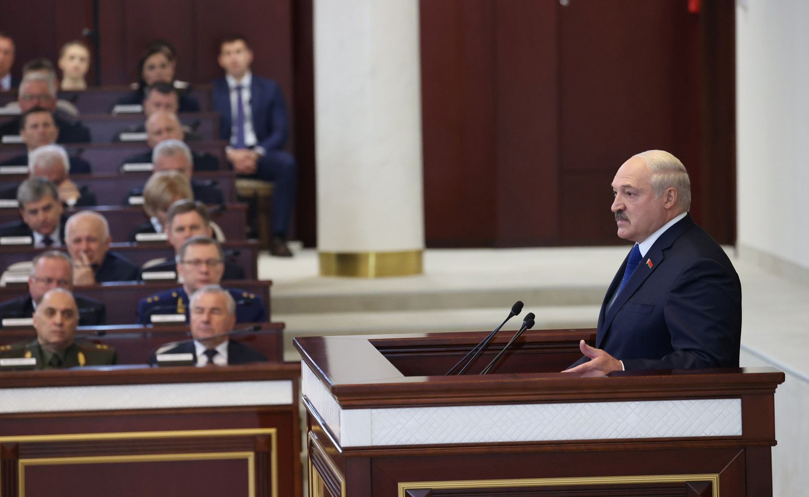 جانب من كلمة رئيس بيلاروس ألكسندر لوكاشنكو أمام نواب البرلمان، 26 مايو 2021 - via REUTERS