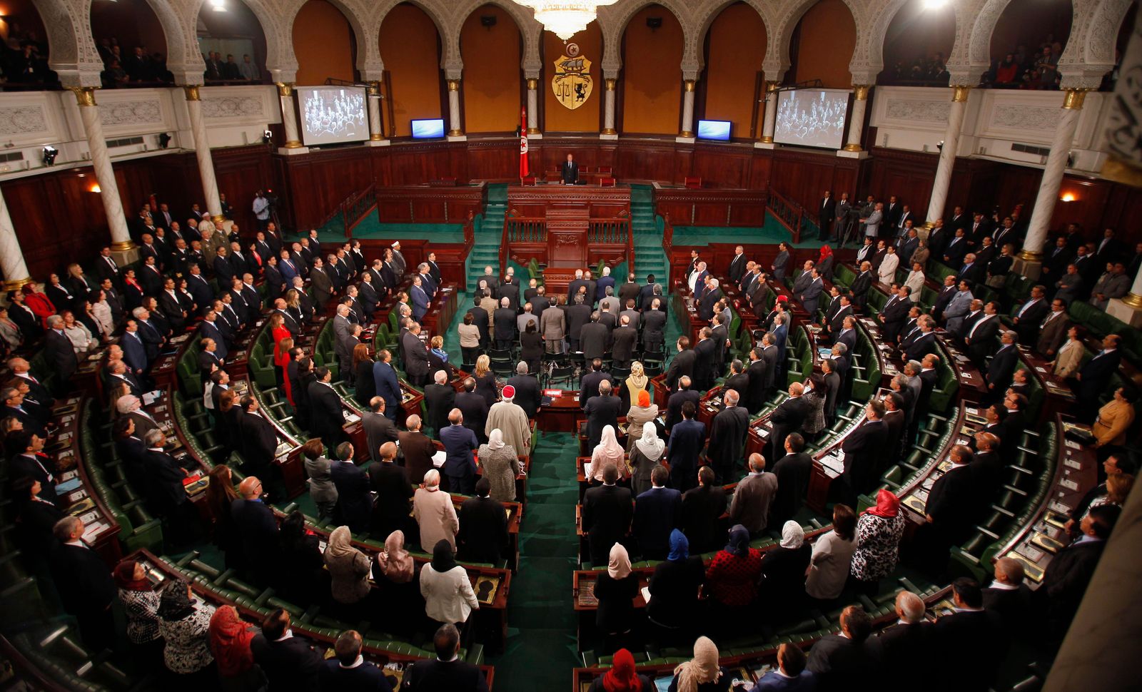 المجلس الوطني التأسيسي التونسي خلال جلسة عامة في مقر البرلمان بالعاصمة تونس. 2 ديسمبر 2014. - Reuters