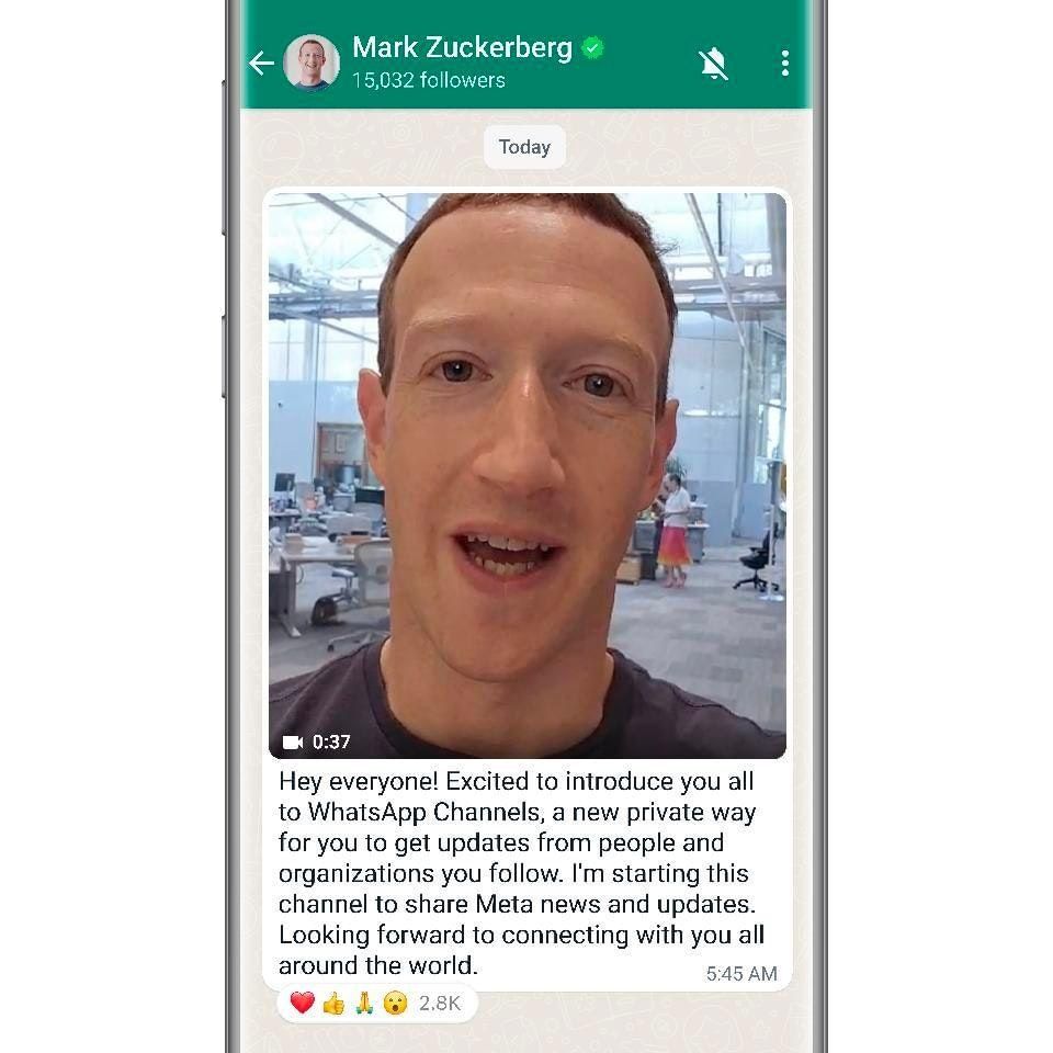 مارك زوكربيرج مؤسس ميتا يعلن إتاحة ميزة قنوات واتساب للجميع - Instagram/Mark Zuckerberg