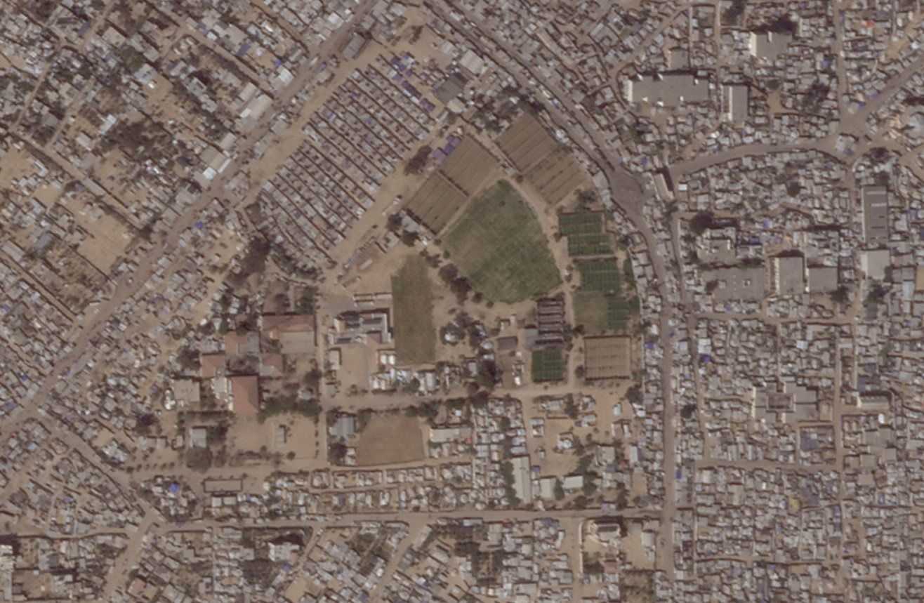 Satellite image shows densely packed tents at the humanitarian zone al-Mawasi area, designated by Israel as a humanitarian zone, where aid agencies say basic services are inadequate for the large number of people living there, in Khan Younis, amid Israel's military offensive on Gaza City, September 9, 2025. Planet Labs PBC 2025 via REUTERS    THIS IMAGE HAS BEEN SUPPLIED BY A THIRD PARTY. MANDATORY CREDIT