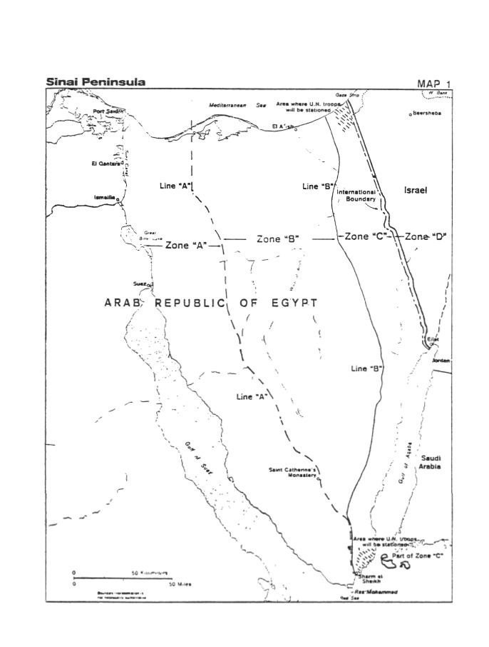 تقسيمات اتفاقية كامب ديفيد لشبه جزيرة سيناء ومحور فيلادلفيا