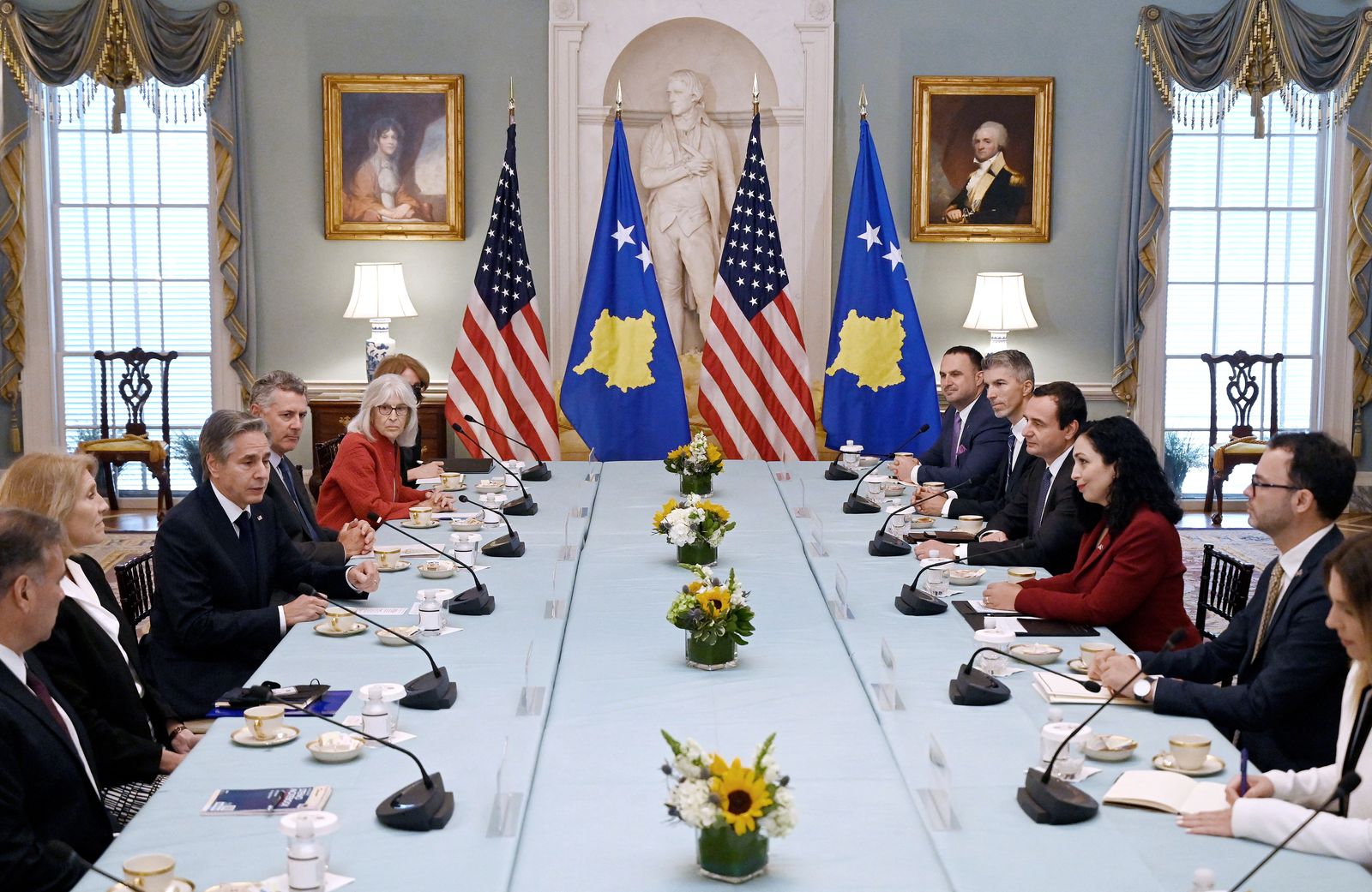 U.S. Secretary of State Blinken meets with Kosovo President Osman and Kosovo Prime Minister Kurti, in Washington - REUTERS