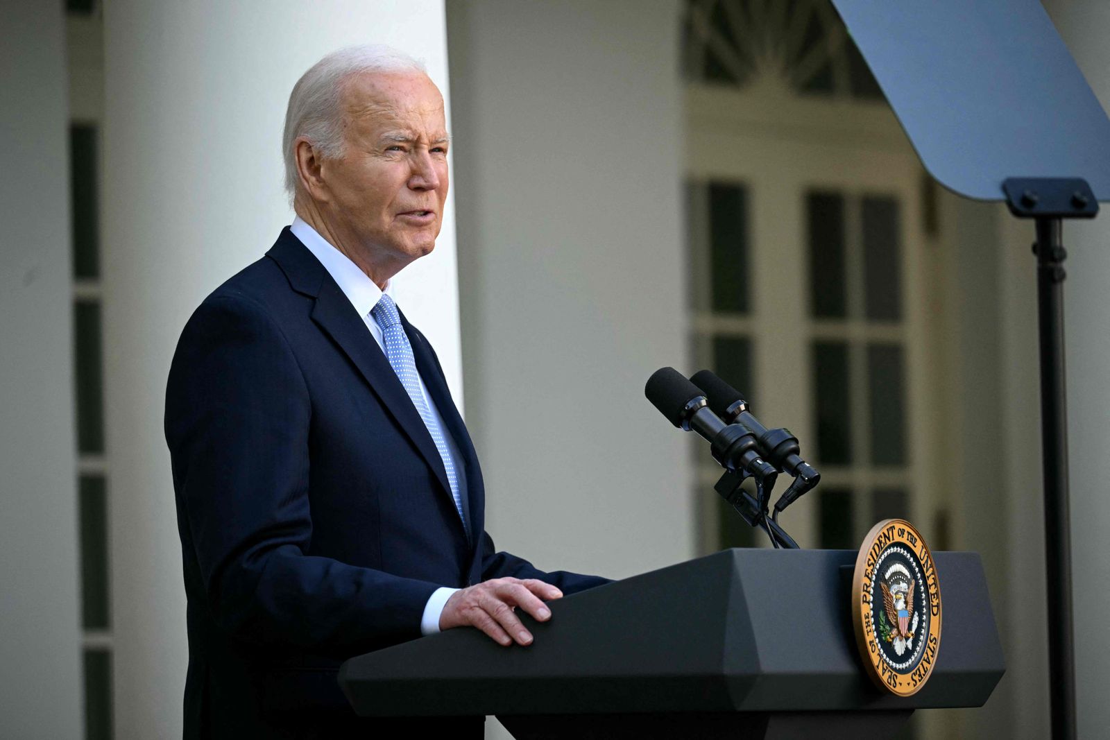 US President Joe Biden speaks at a celebration for Jewish American Heritage Month at the Rose Garden of the White House in Washington, DC on May 20, 2024. (Photo by Mandel NGAN / AFP)