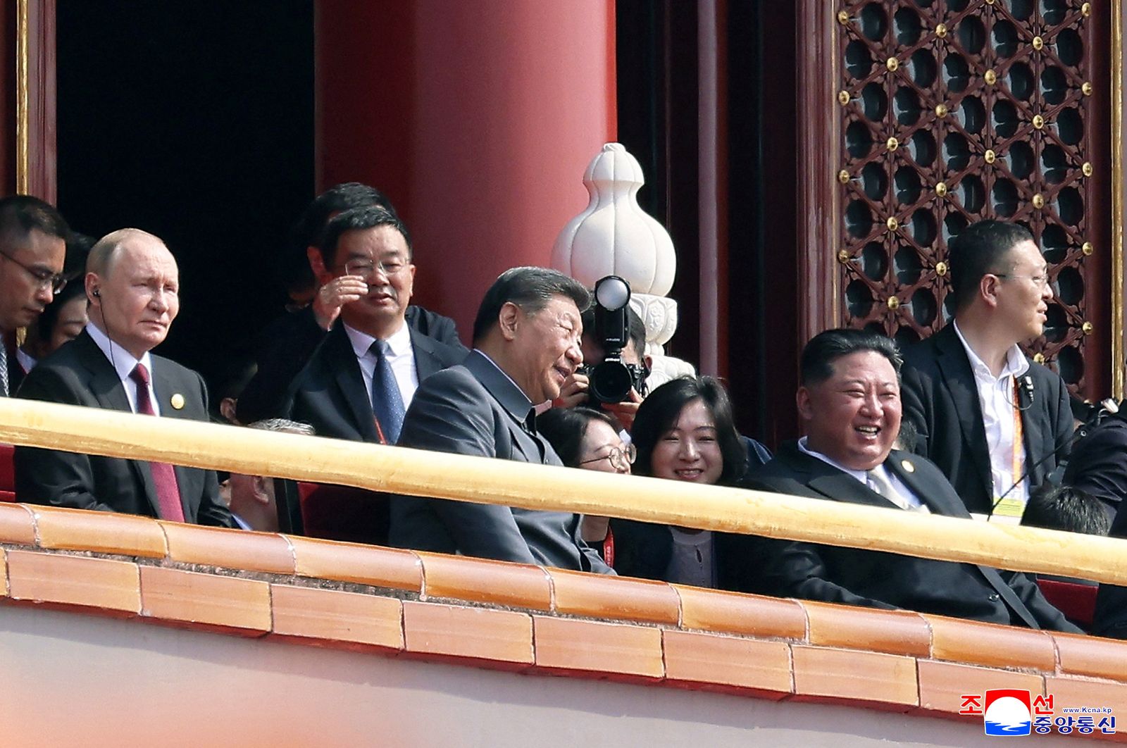 Chinese President Xi Jinping, North Korean leader Kim Jong Un and Russian President Vladimir Putin attend a military parade to mark the 80th anniversary of the end of World War Two, in Beijing, China, September 3, 2025, in this picture released by North Korea's official Korean Central News Agency.   KCNA via REUTERS    ATTENTION EDITORS - THIS IMAGE WAS PROVIDED BY A THIRD PARTY. REUTERS IS UNABLE TO INDEPENDENTLY VERIFY THIS IMAGE. NO THIRD PARTY SALES. SOUTH KOREA OUT. NO COMMERCIAL OR EDITORIAL SALES IN SOUTH KOREA.